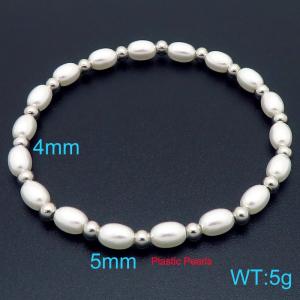 Fashionable 5mm oval pearl with stainless steel spacer bracelet - KB202758-Z