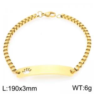 Stainless steel box chain bracelet with crown pattern hollowed out curved piece accessory - KB202774-Z