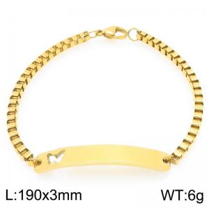 Stainless steel box chain bracelet with butterfly pattern hollow curved piece accessory - KB202780-Z