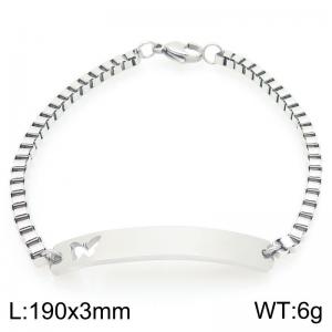 Stainless steel box chain bracelet with butterfly pattern hollow curved piece accessory - KB202781-Z