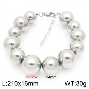 Stainless steel hollow silver color blocked perforated bead bracelet - KB202783-Z