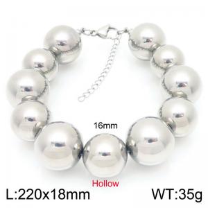 Stainless steel hollow silver color blocked perforated bead bracelet - KB202785-Z