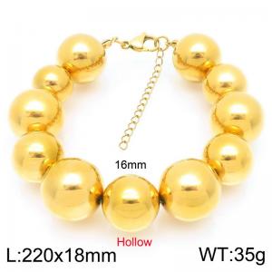 Stainless steel hollow gold color blocked perforated bead bracelet - KB202786-Z