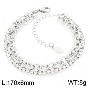 Stainless steel lip chain splicing diamond chain double-layer layered bracelet - KB202788-Z