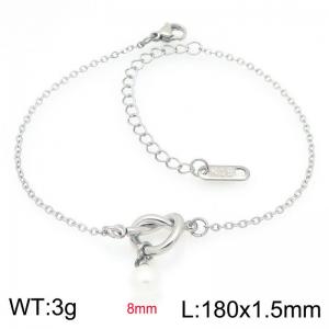 Stainless steel thin bracelet with knot accessories and pearl pendant - KB202805-Z