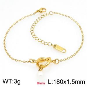 Stainless steel thin bracelet with knot accessories and pearl pendant - KB202806-Z