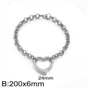 Stainless steel pearl chain heart-shaped bracelet - KB202814-Z
