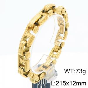 European and American fashion personality stainless steel creative special splicing chain domineering gold bracelet - KB202874-KJX