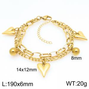Stainless steel fashionable heart-shaped double-layer bracelet - KB202903-Z