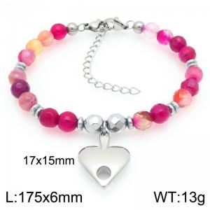 Fashionable handmade bead bracelet paired with stainless steel heart-shaped pendant - KB202925-ZC