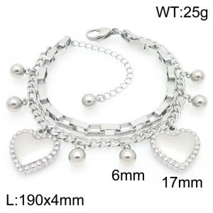 Stainless steel ins style fashionable double-layer bracelet paired with heart-shaped accessories - KB202967-Z