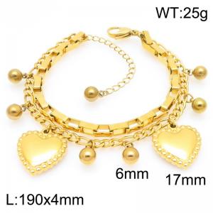 Stainless steel ins style fashionable double-layer bracelet paired with heart-shaped accessories - KB202968-Z