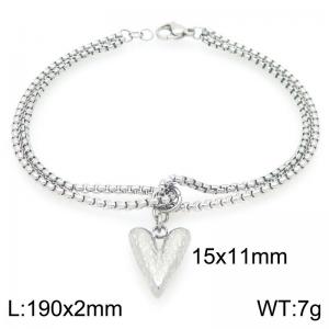 Simple stainless steel double-layer square pearl chain paired with heart-shaped accessories - KB202982-Z