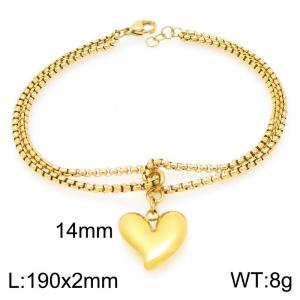 Simple stainless steel double-layer square pearl chain paired with heart-shaped accessories - KB202991-Z