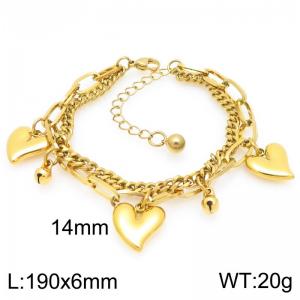 Personalized and trendy stainless steel double-layer splicing chain paired with heart-shaped and small bell accessories - KB202992-Z