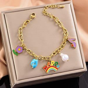 Stainless Steel Gold-plating Bracelet - KB203011-WGLJ