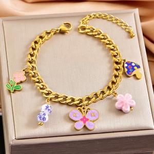 Stainless Steel Gold-plating Bracelet - KB203014-WGLJ