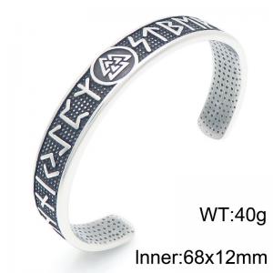 Punk style retro personality stainless steel creative 18k gold-plated Odin rune letters Viking triangle knot men's domineering opening bangle - KB203058-MZOZ