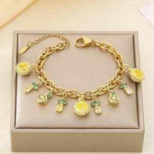 Stainless Steel Gold-plating Fruit Strawberry Cherry Lemon Countryside Bracelet - KB203063-Z