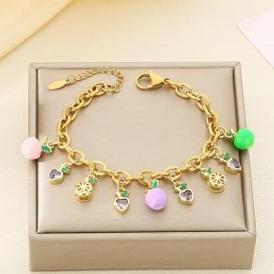 Stainless Steel Gold-plating Fruit Strawberry Cherry Lemon Countryside Bracelet - KB203064-Z