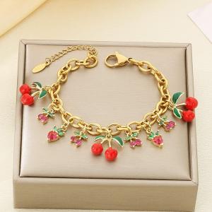 Stainless Steel Gold-plating Fruit Strawberry Cherry Lemon Countryside Bracelet - KB203065-Z