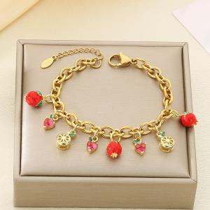 Stainless Steel Gold-plating Fruit Strawberry Cherry Lemon Countryside Bracelet - KB203066-Z