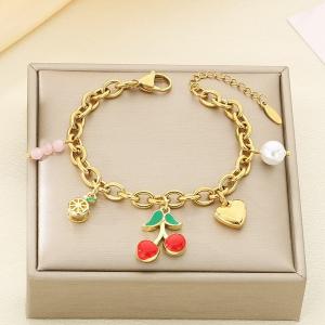 Stainless Steel Gold-plating Fruit Strawberry Cherry Lemon Countryside Bracelet - KB203068-Z