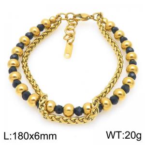 Personalized design double-layer bead separated stainless steel bracelet - KB203117-Z