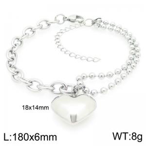 Women Stainless Steel Love Heart Charm Link Bracelet - KB203273-Z