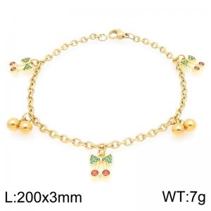 Women Gold-Plated Stainless Steel Cherry Charm Bracelet - KB203276-Z
