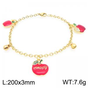 Women Gold-Plated Stainless Steel Apple Charm Bracelet - KB203277-Z