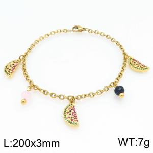 Women Gold-Plated Stainless Steel Cantaloupe Charm Bracelet - KB203279-Z