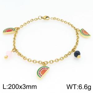 Women Gold-Plated Stainless Steel Watermelon Charm Bracelet - KB203280-Z