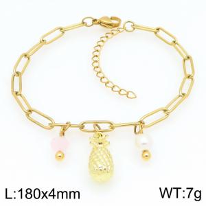 Women Gold-Plated Stainless Steel Pineapple Charm Bracelet - KB203282-ZG