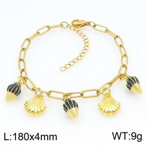 Women Gold-Plated Stainless Steel Conch&Shell Charm Bracelet - KB203283-ZG