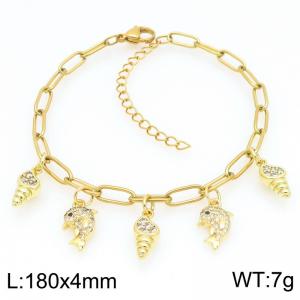 Women Gold-Plated Stainless Steel Fish&Conch Charm Bracelet - KB203285-ZG