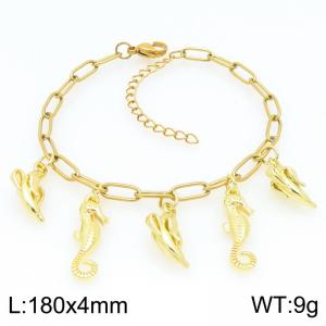 Women Gold-Plated Stainless Steel Seahorse&Banana Charm Bracelet - KB203288-ZG