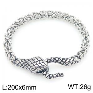 6mm Stainless Steel Snake Charm Byzantine Bracelet - KB203290-Z