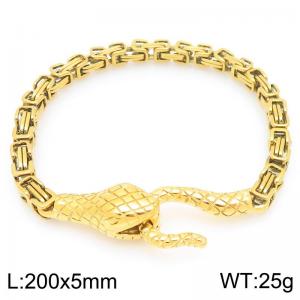 5mm Gold-Plated Stainless Steel Snake Charm Byzantine Bracelet - KB203291-Z