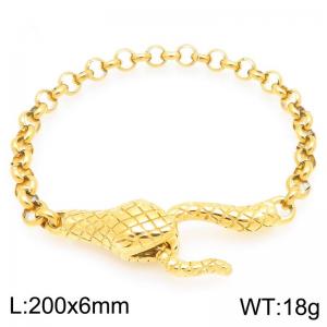 Gold-Plated Stainless Steel Snake Charm O Chain Bracelet - KB203293-Z