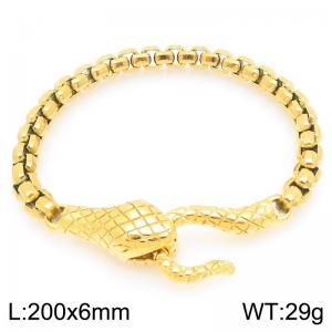 Gold-Plated Stainless Steel Snake Charm Box Chain Bracelet - KB203297-Z