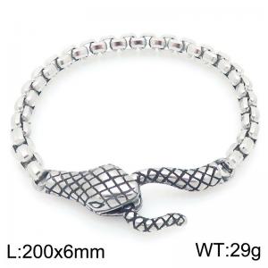 Stainless Steel Snake Charm Box Chain Bracelet - KB203298-Z