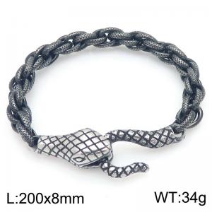 Stainless Steel Snake Charm Braided Chain Bracelet - KB203299-Z