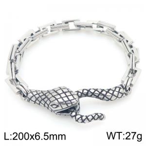 Stainless Steel Snake Charm Square Chain Bracelet - KB203301-Z