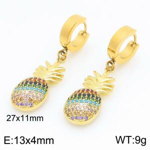 Women Stainless Steel Rhinestones Pineapple Earrings - KB203313-Z