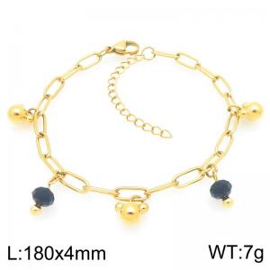 180mm Fashion Stainless Steel Bracelet Round Bead Pendant Adjustable Chain Bracelets Gifts - KB203318-ZG