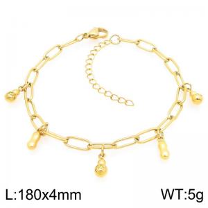 180mm Wholesale Stainless Steel Bracelet Peanut Calabash Pendant Adjustable Paperclip Chain Bracelets Gifts - KB203322-ZG