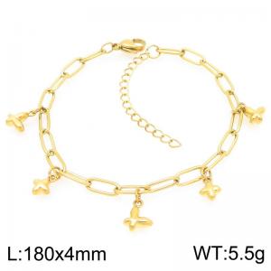 180mm Wholesale Stainless Steel Bracelet Butterfly Pendant Adjustable Paperclip Chain Bracelets Gifts - KB203324-ZG