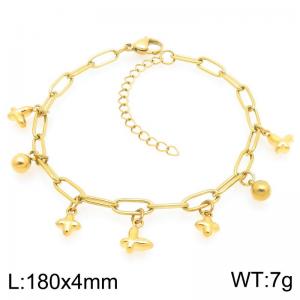 Wholesale Stainless Steel Bracelet Butterfly Bead Pendant Adjustable Paperclip Chain Bracelets Gifts - KB203326-ZG