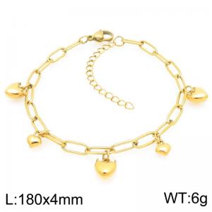 180mm Personality Stainless Steel Bracelet Heart Pendant Adjustable Paperclip Chain Bracelets Gifts - KB203330-ZG